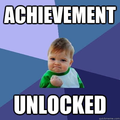 Achievement unlocked meme used as a humorous finish to Lab 4.